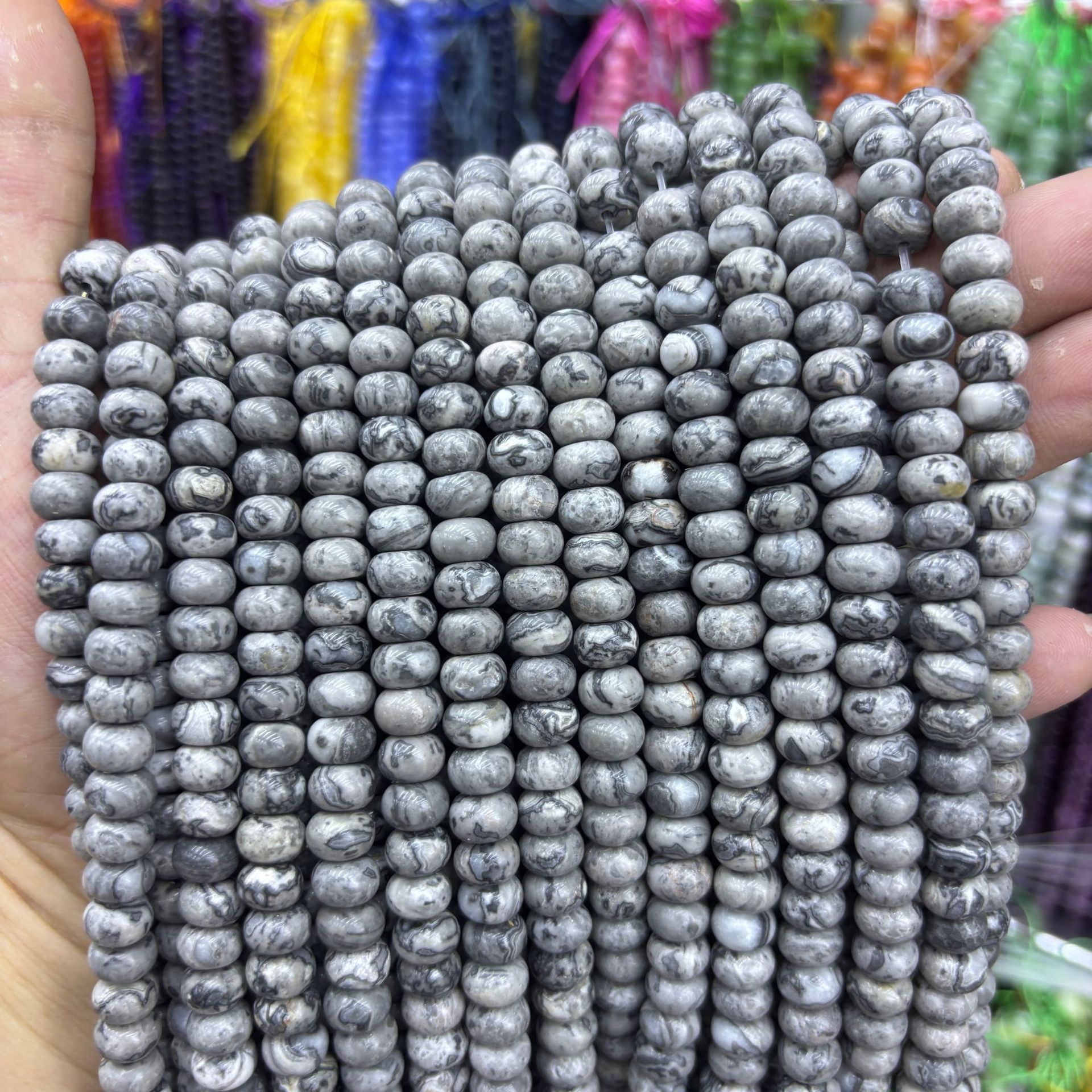 Map stone abacus beads