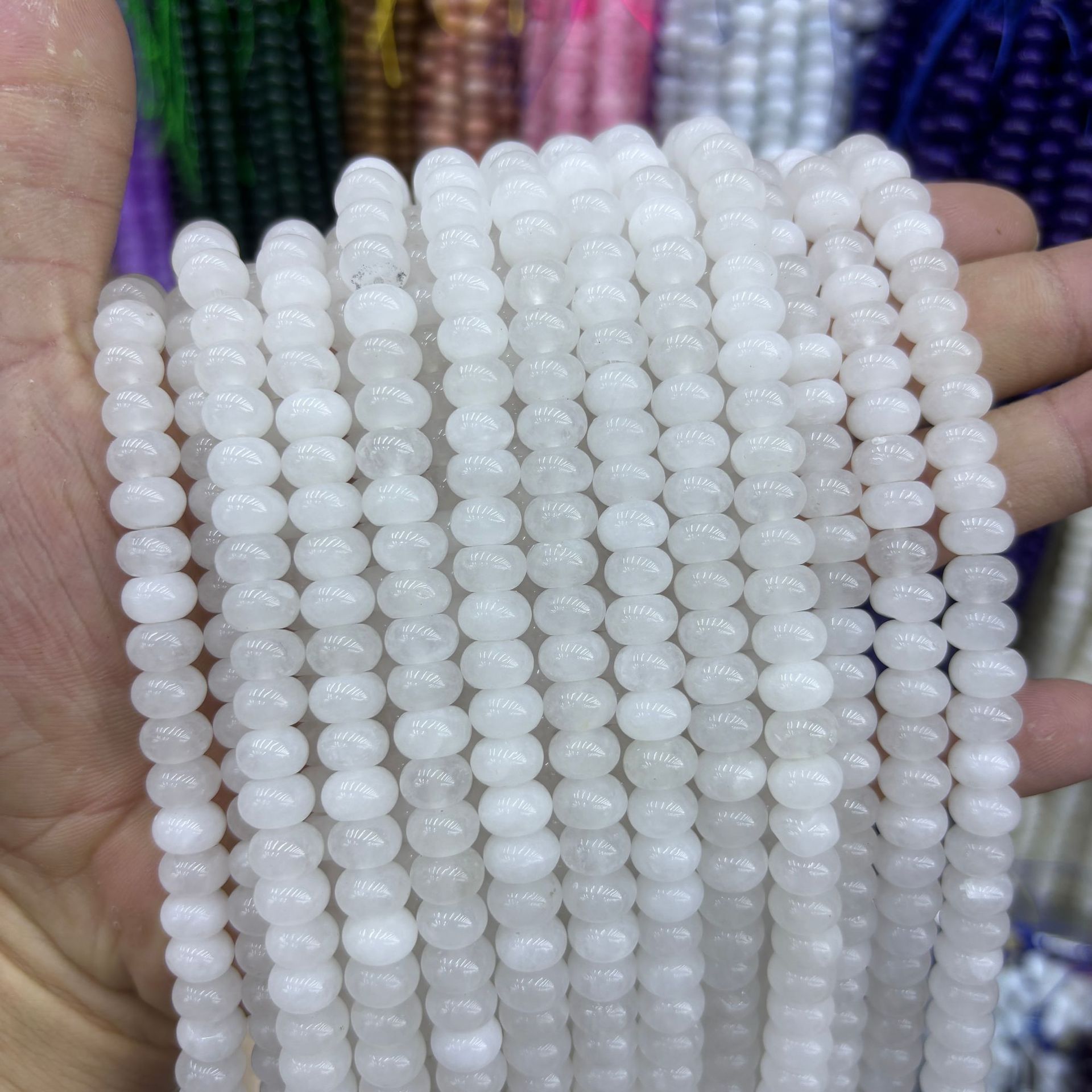 White marble abacus beads