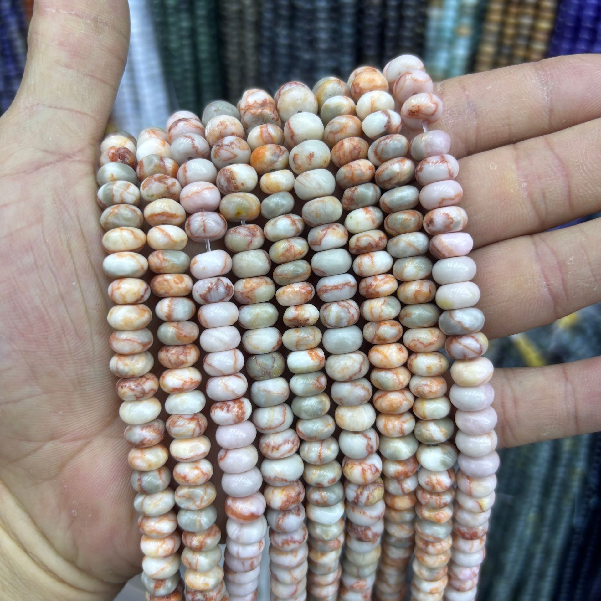 Red network abacus beads