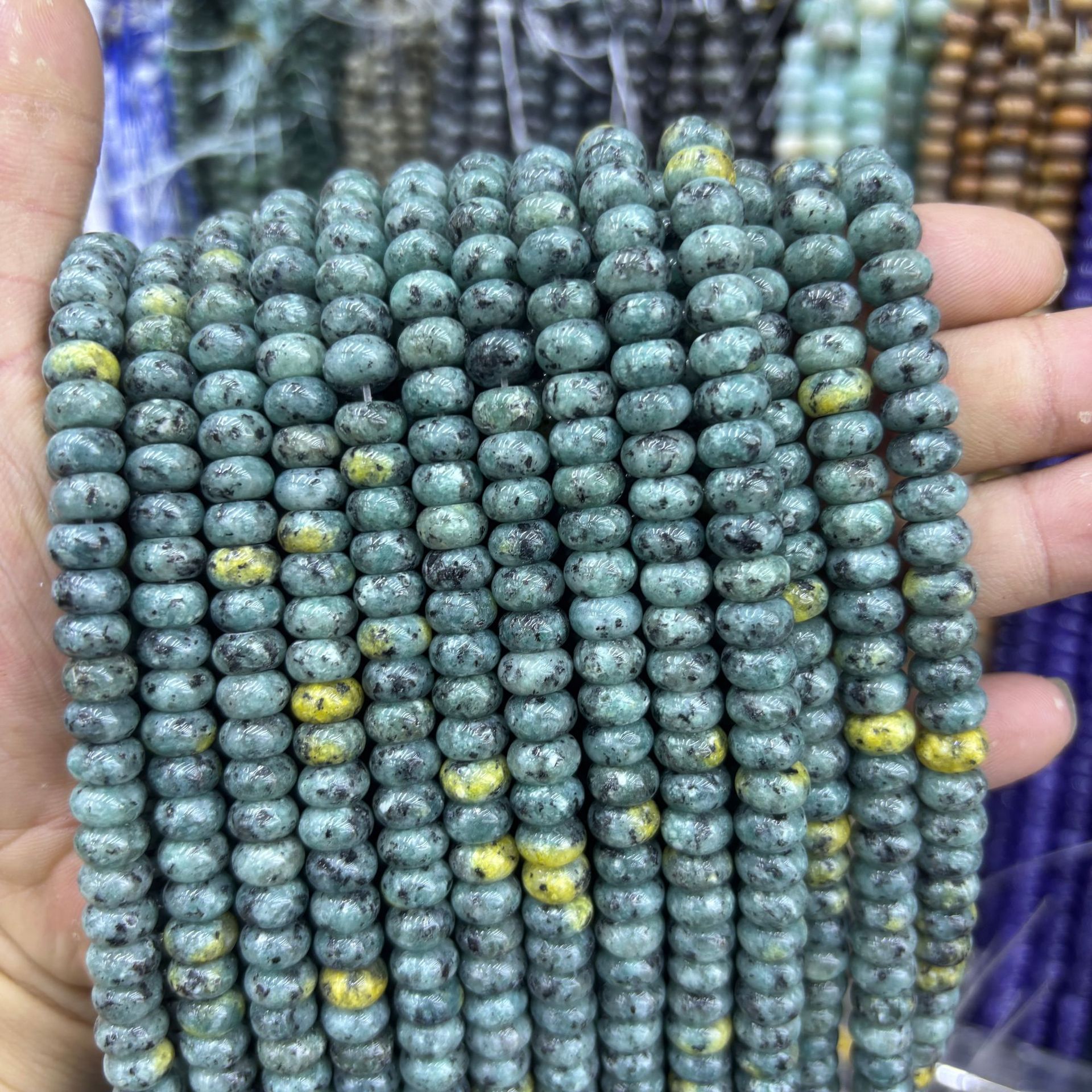 Granite green and blue abacus beads