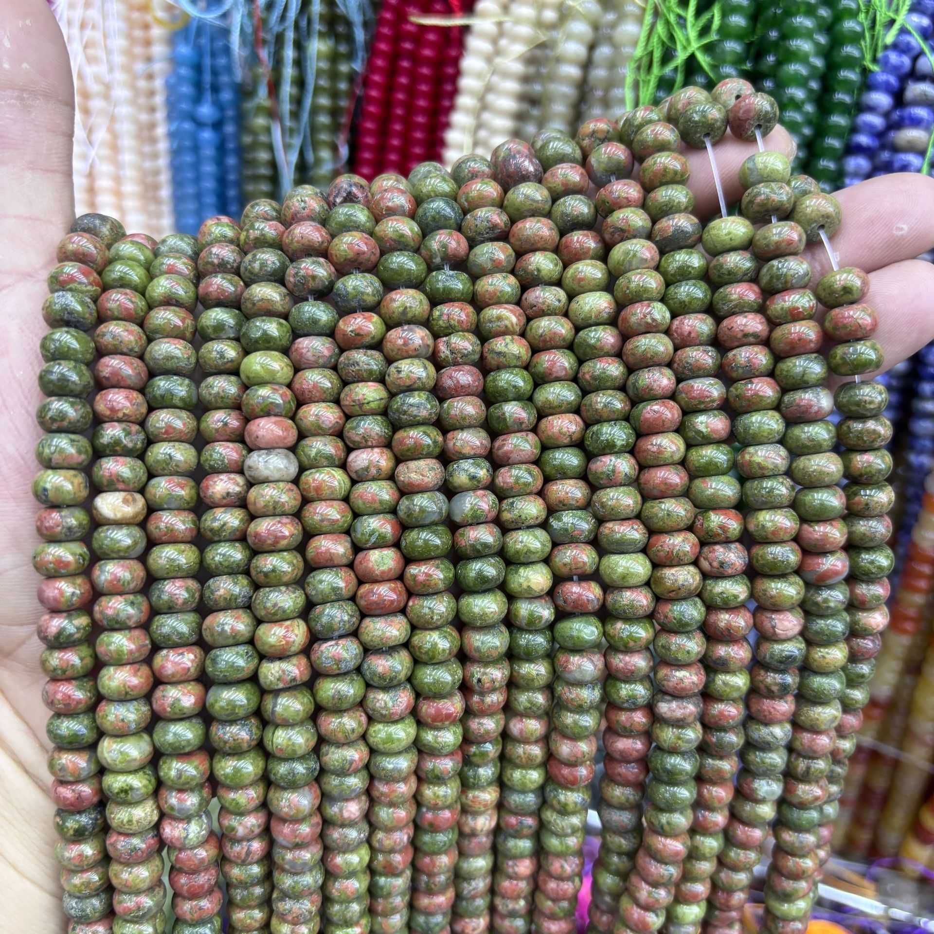 Flower green abacus beads