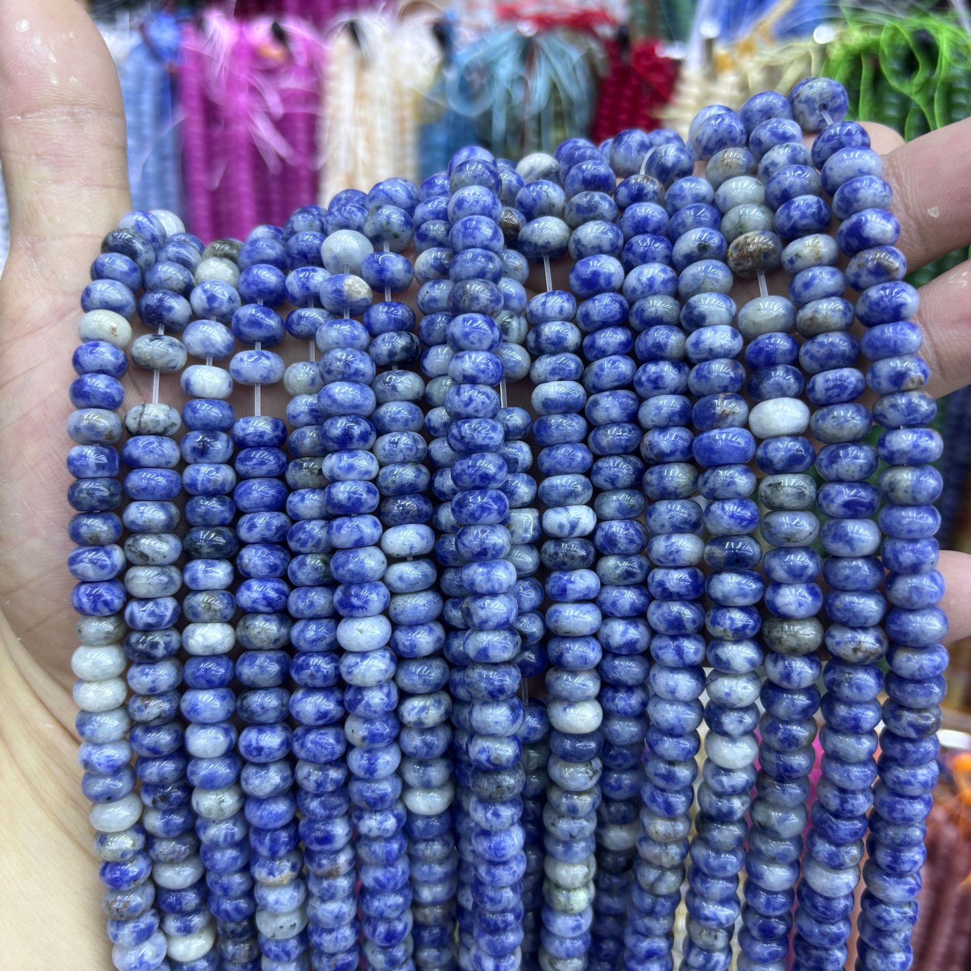 Blue dot abacus beads