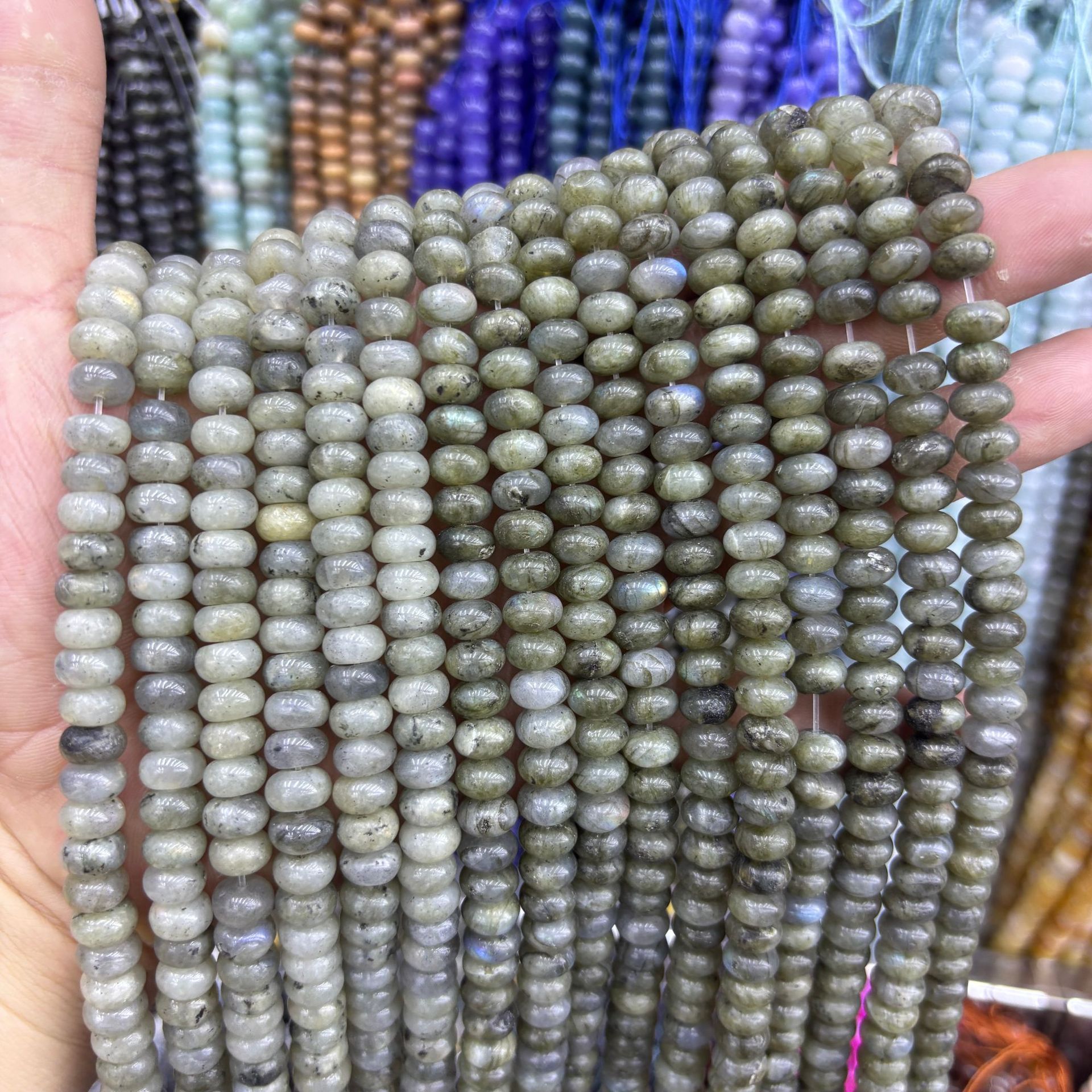 Gray glitter abacus beads