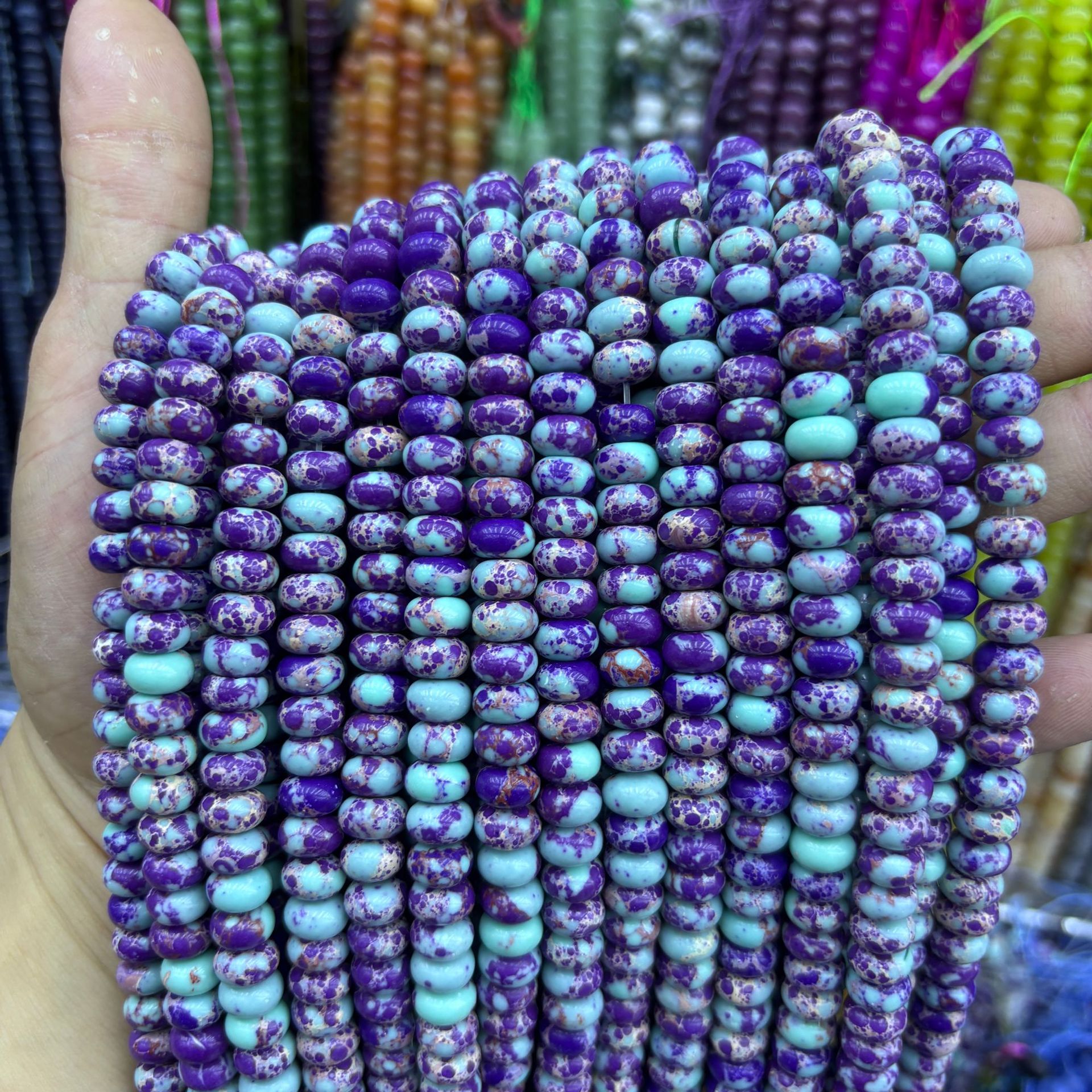 Synthetic purple blue pine abacus beads