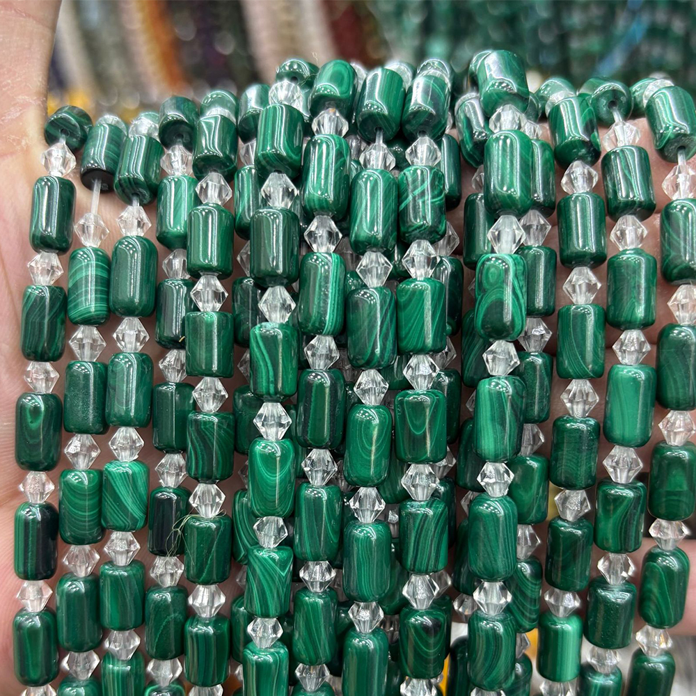 25 pieces of 7x11mm malachite cylinders
