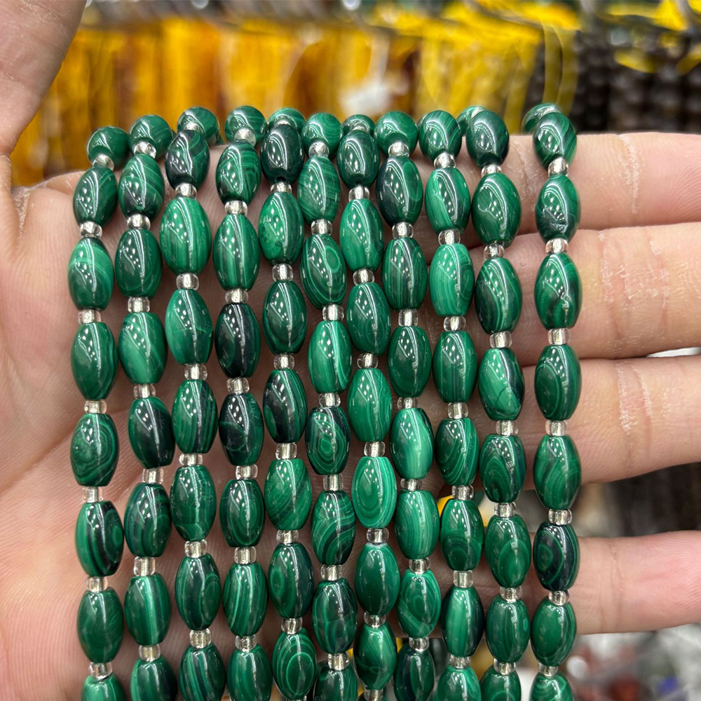 6x10mm malachite rice beads 32 pieces