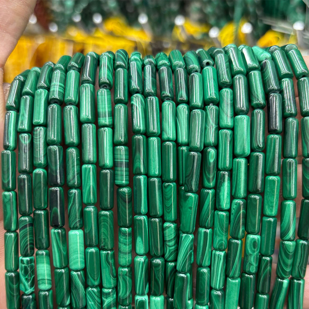 4.5x12mm malachite cylinder 32 pieces