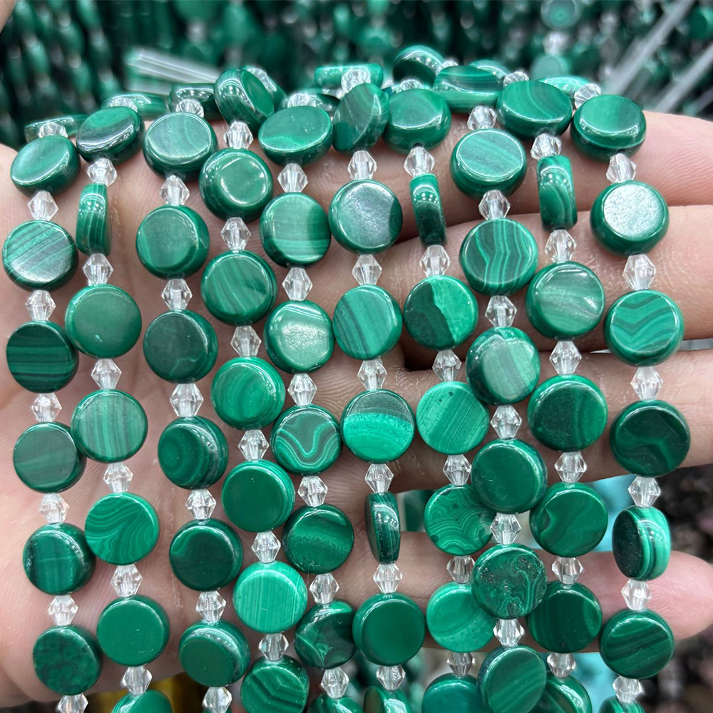 28 10x4mm malachite discs