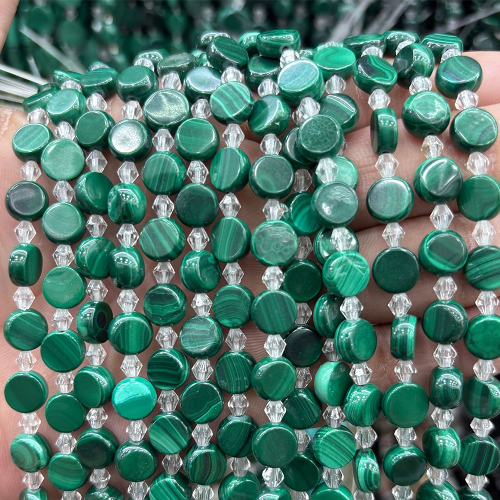 30 8x4mm malachite discs