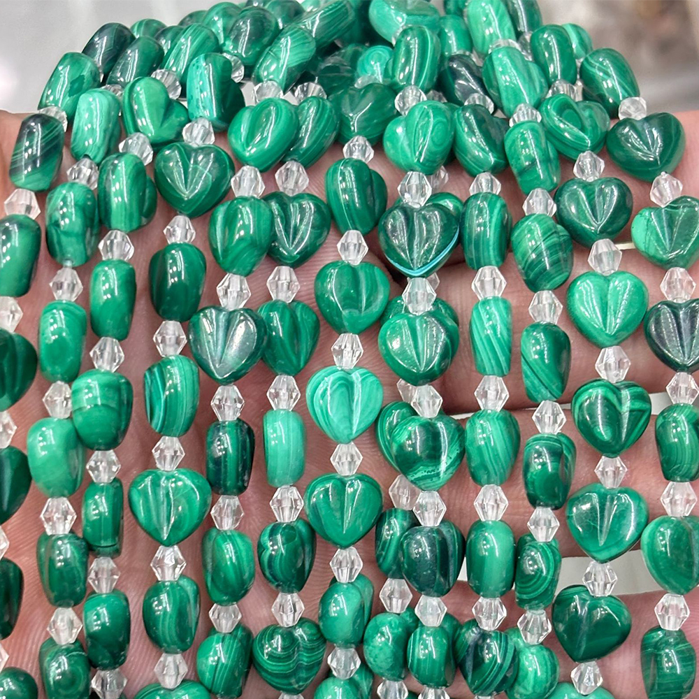 10mm [malachite butt heart] 15 pieces
