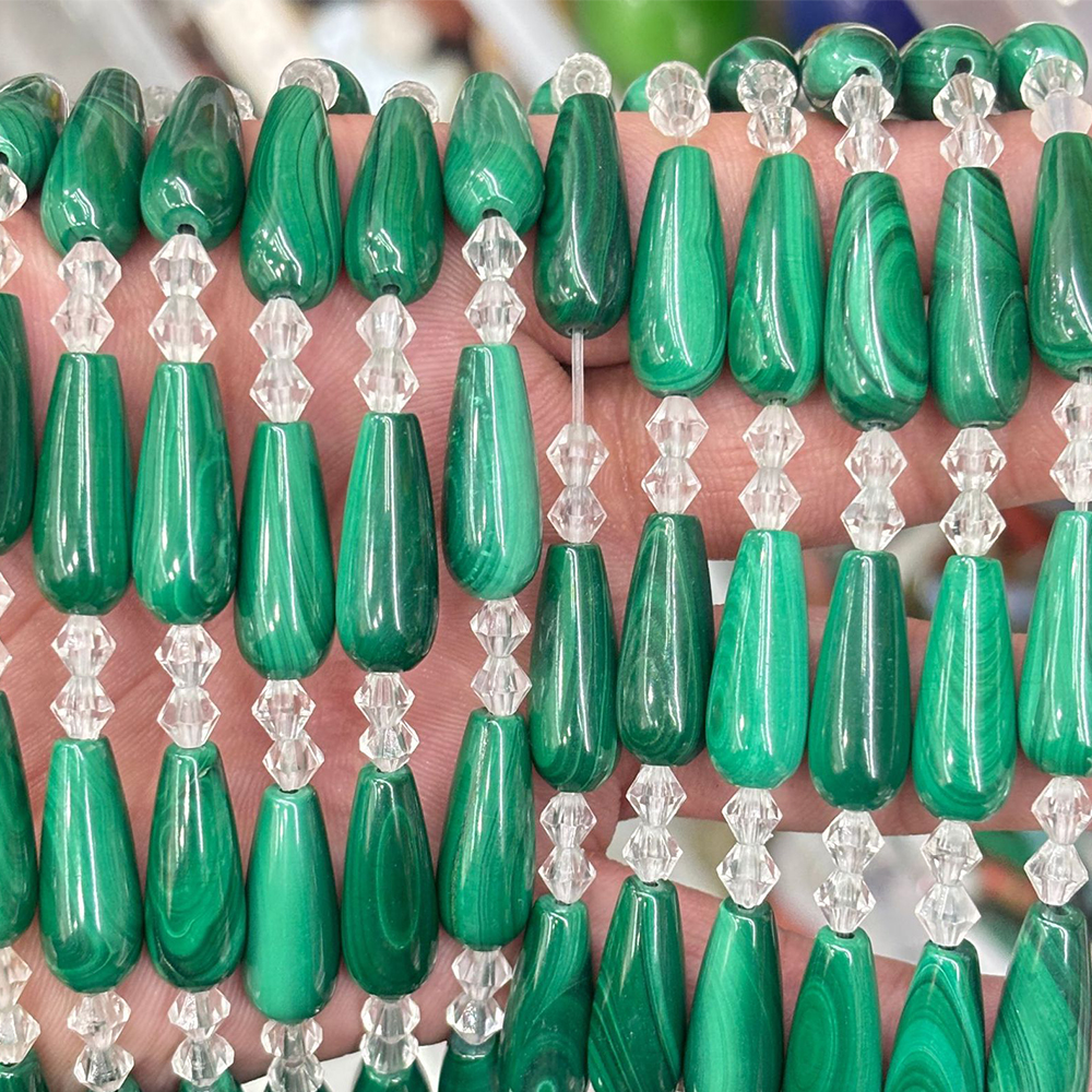 8x20 [malachite long water drops] 12 pieces