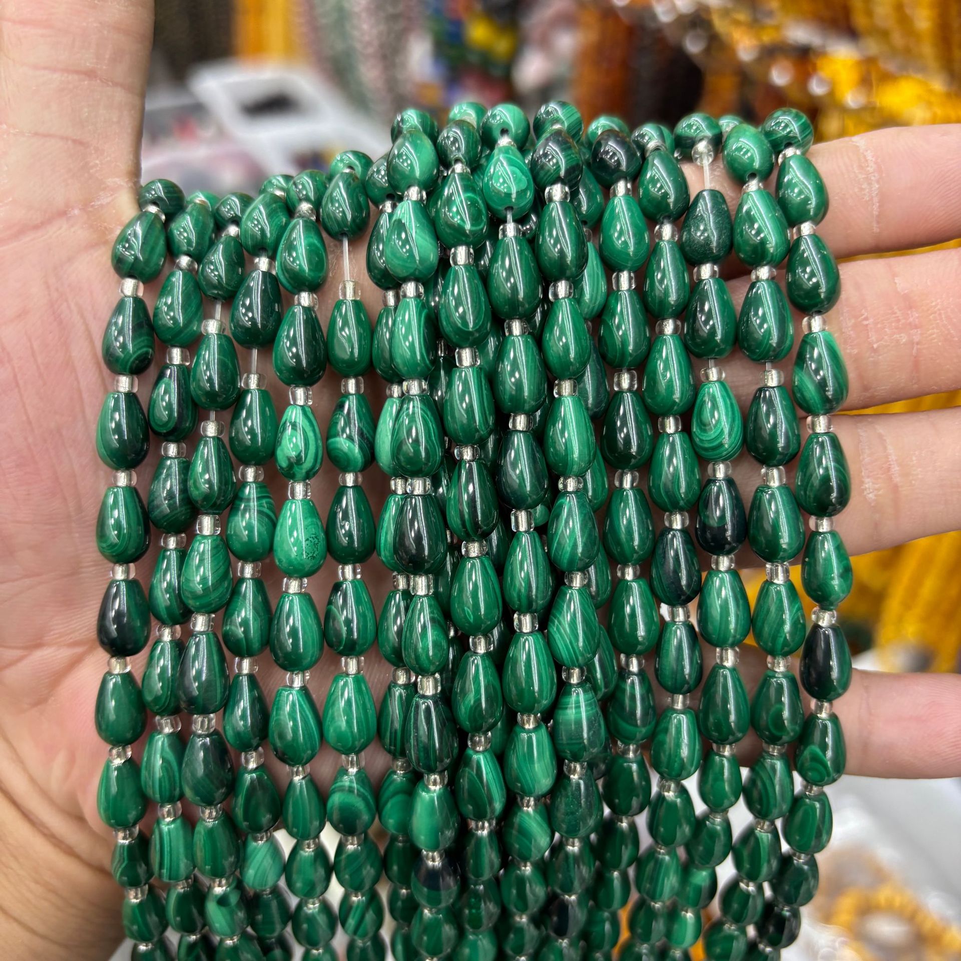 6x10mm malachite water drops 32 pieces