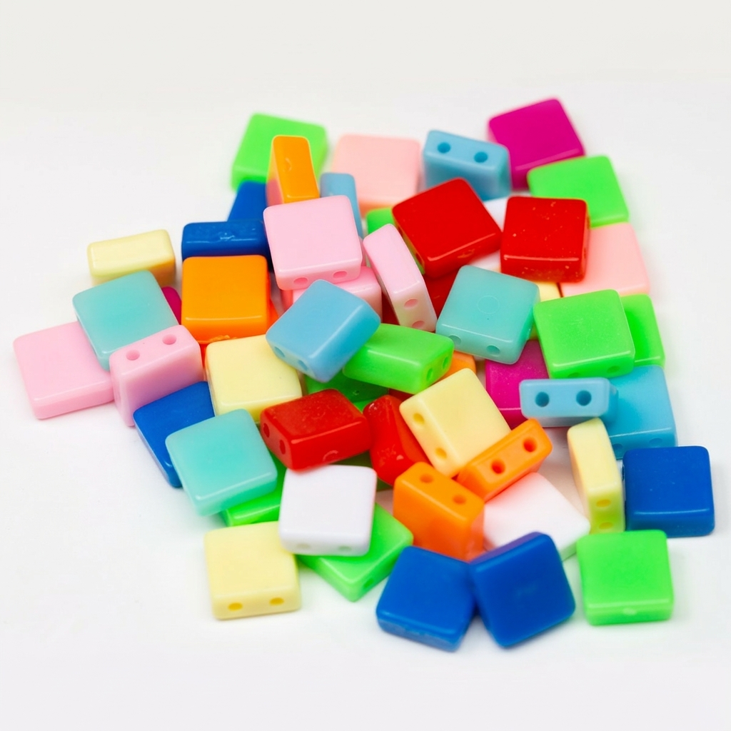 9*9mm large double hole solid color mix