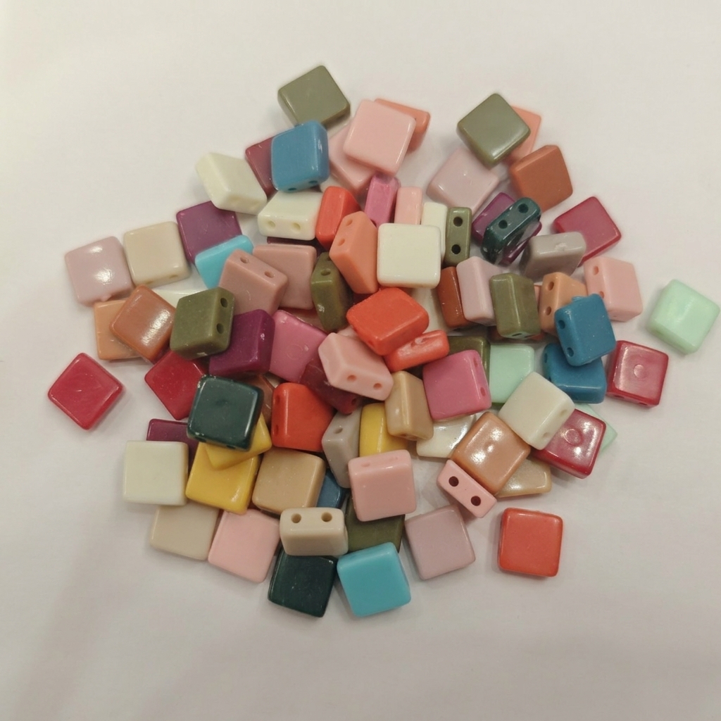 9*9mm large double hole solid chocolate color mix