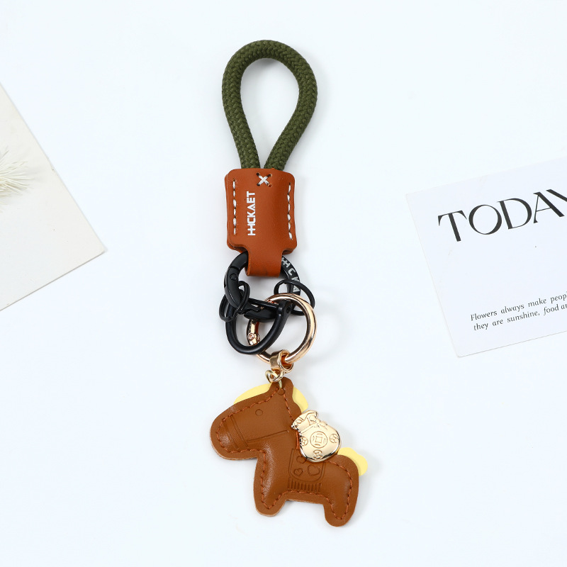 Brown leather pony   rope