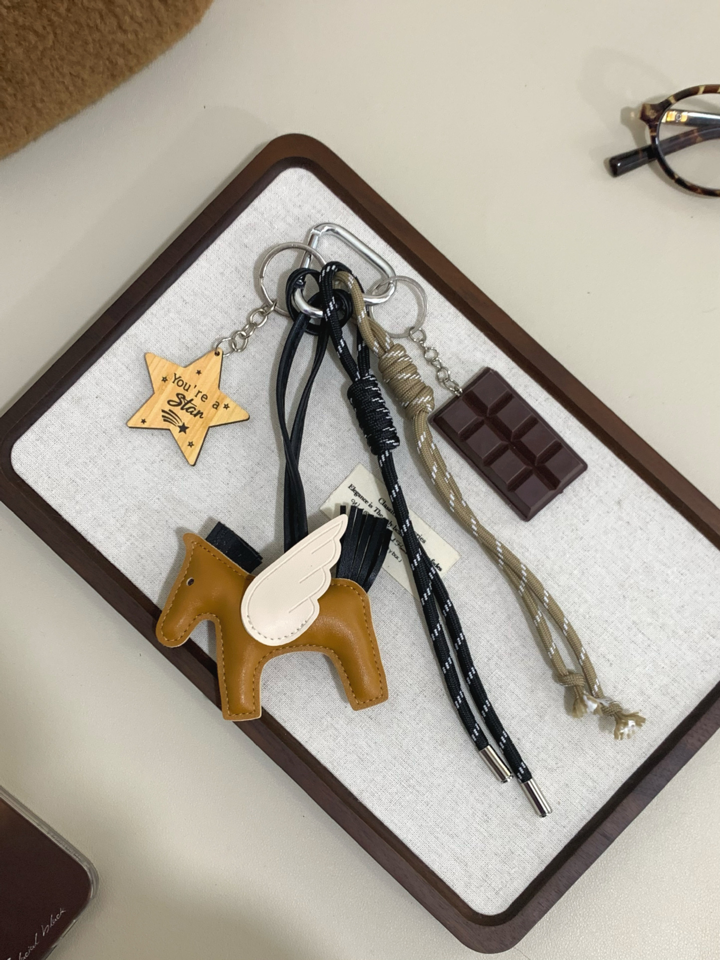Miu-yellow small flying horse   stars   chocolate pendant