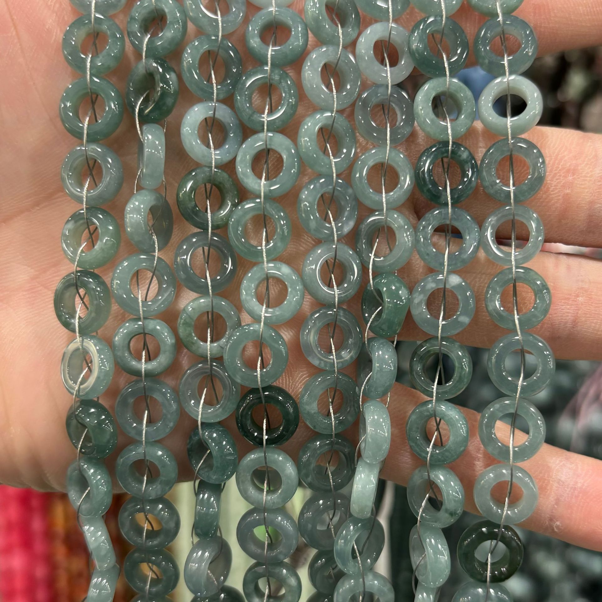 10mm jade ring beads (about 38 pieces)
