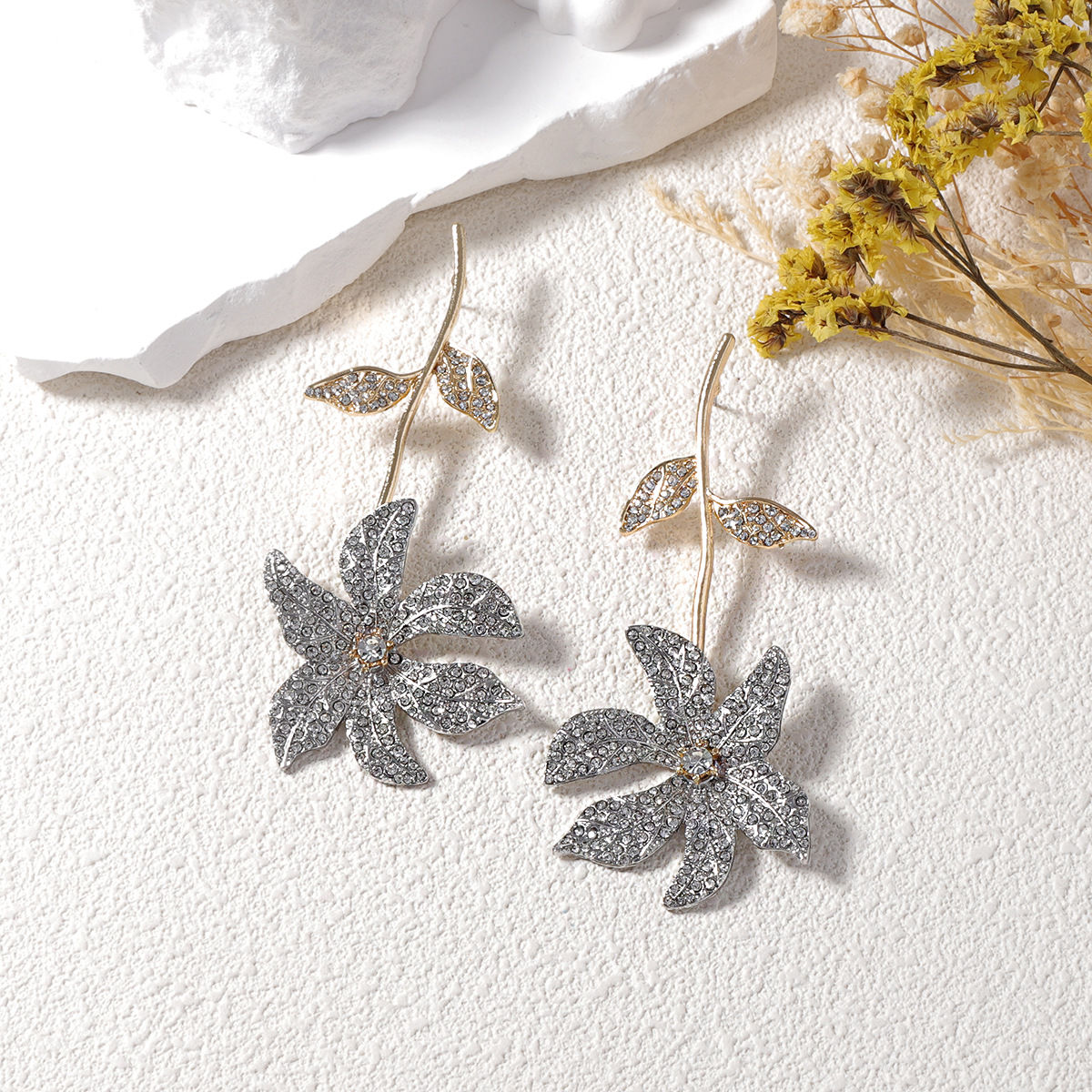 Silver flower earrings