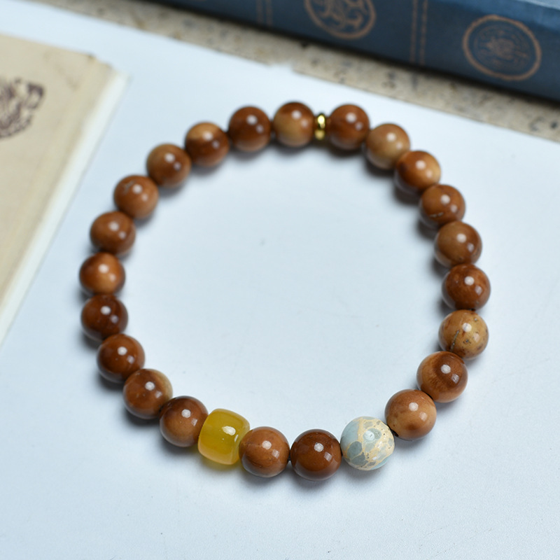 8mm shoushan stone beeswax bracelet
