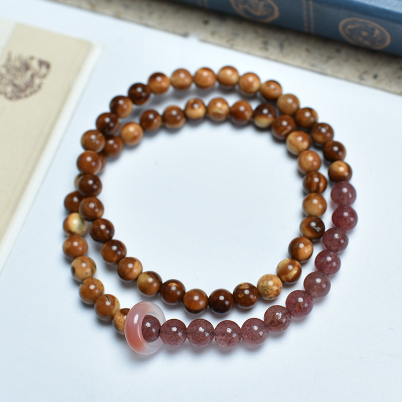 6mm pink quartz double circle running ring model