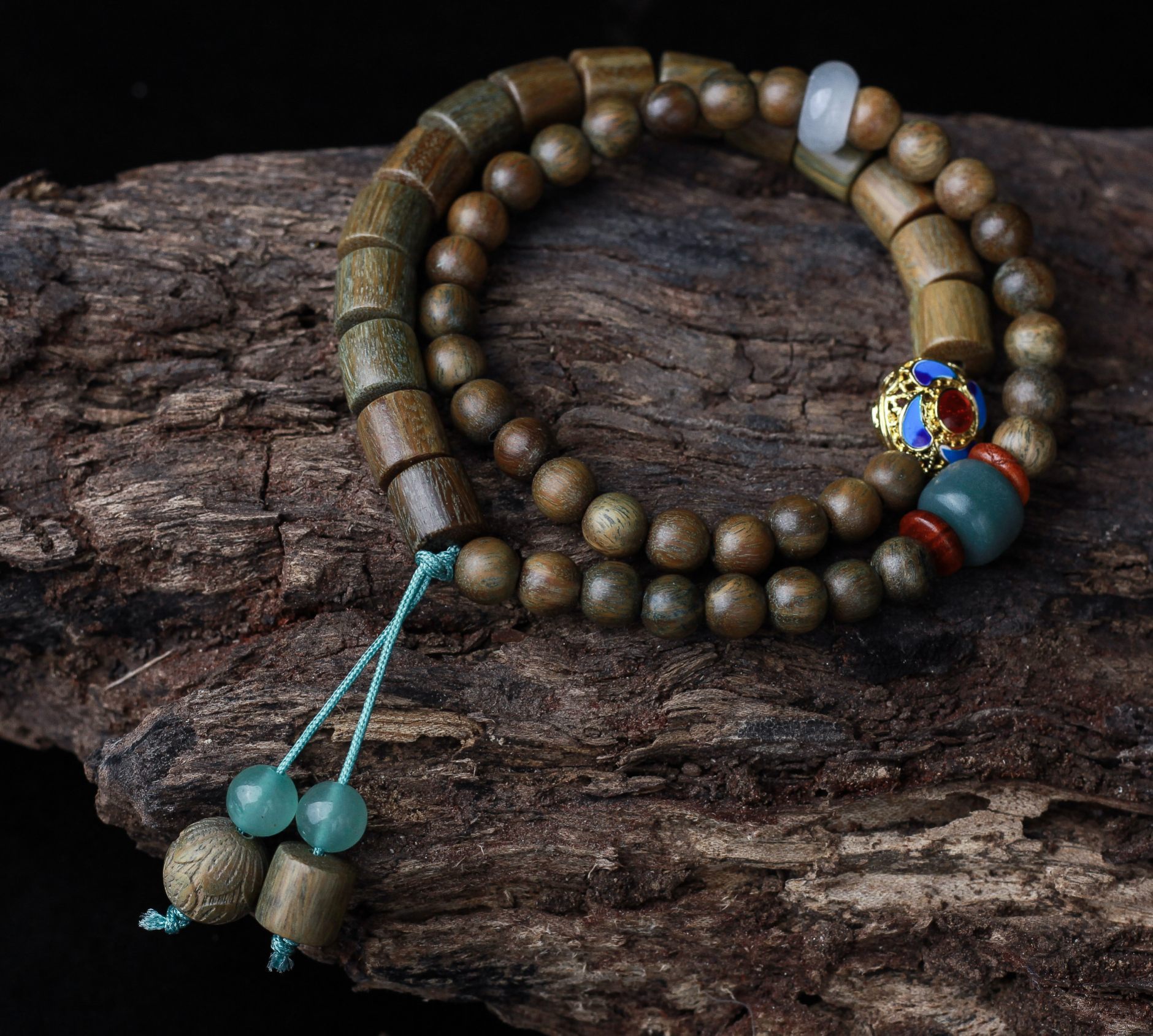 Green sandalwood diy with cloisonne blue