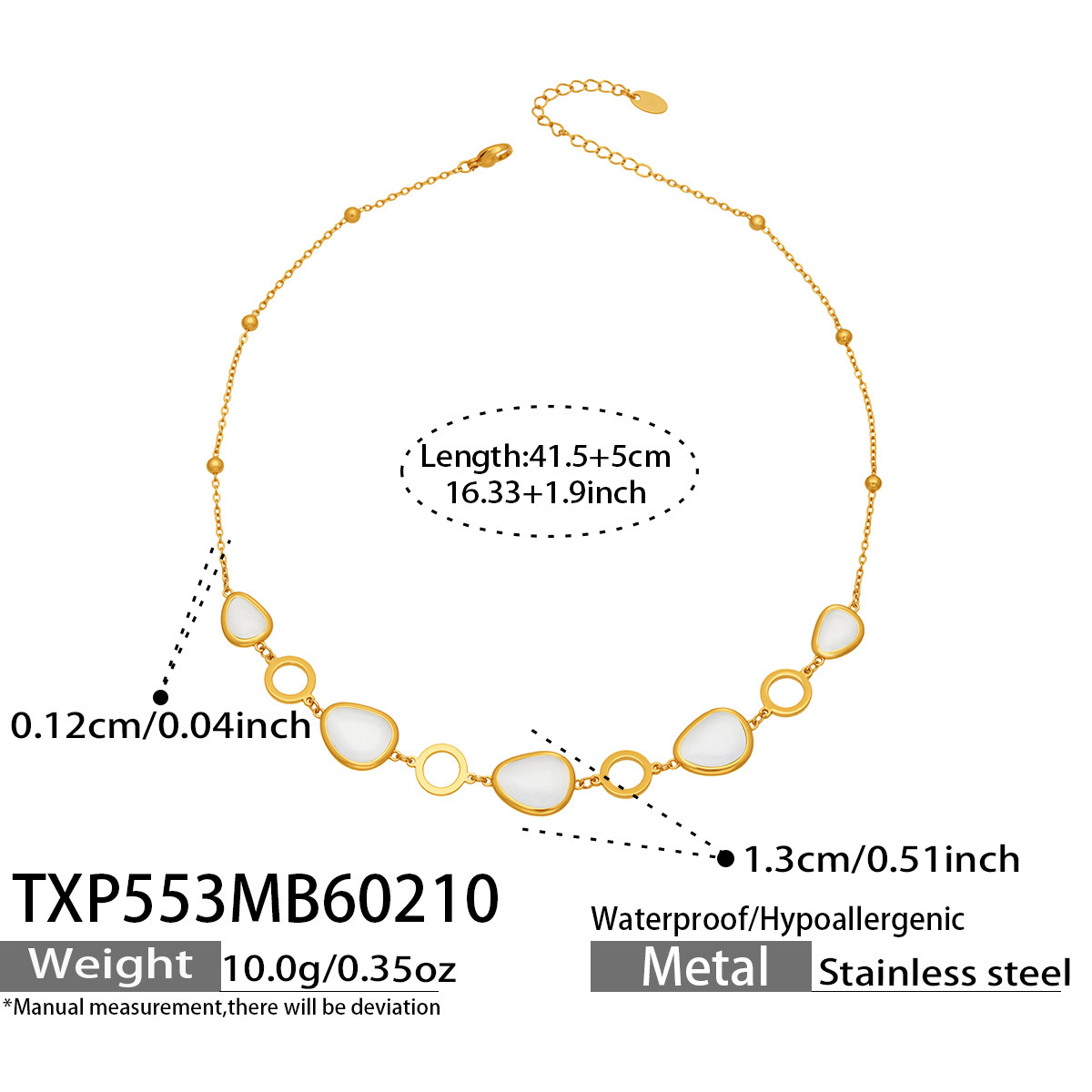 TXP553- Champagne Glass Stone Necklace 41.5 plus 5cm