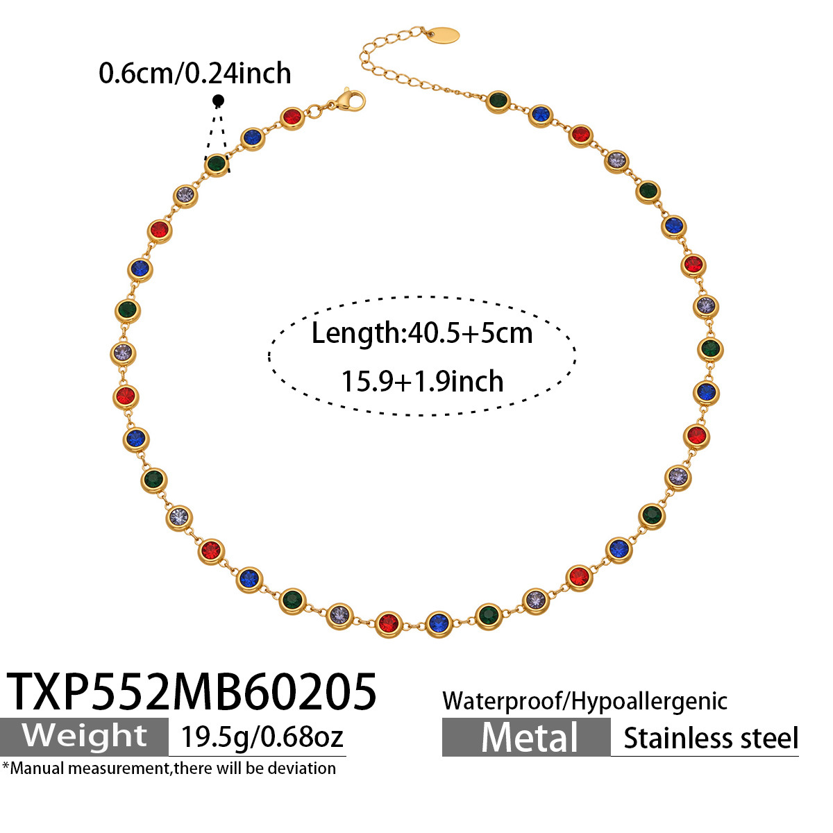 TXP552-金色满钻锆石项链
