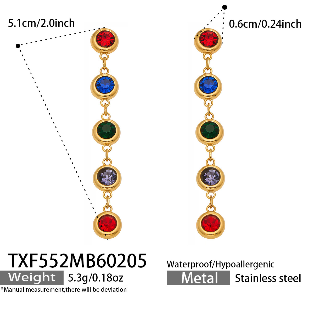 TXF552-金色满钻锆石耳环