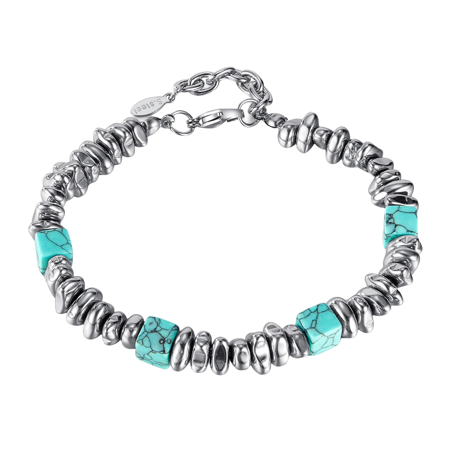 S2008 broken silver turquoise bracelet
