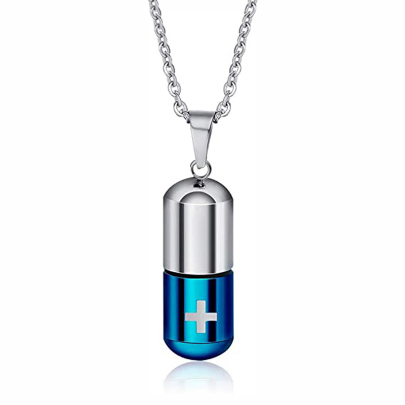 Silver Blue-Pill Side Chain -20inch/50cm