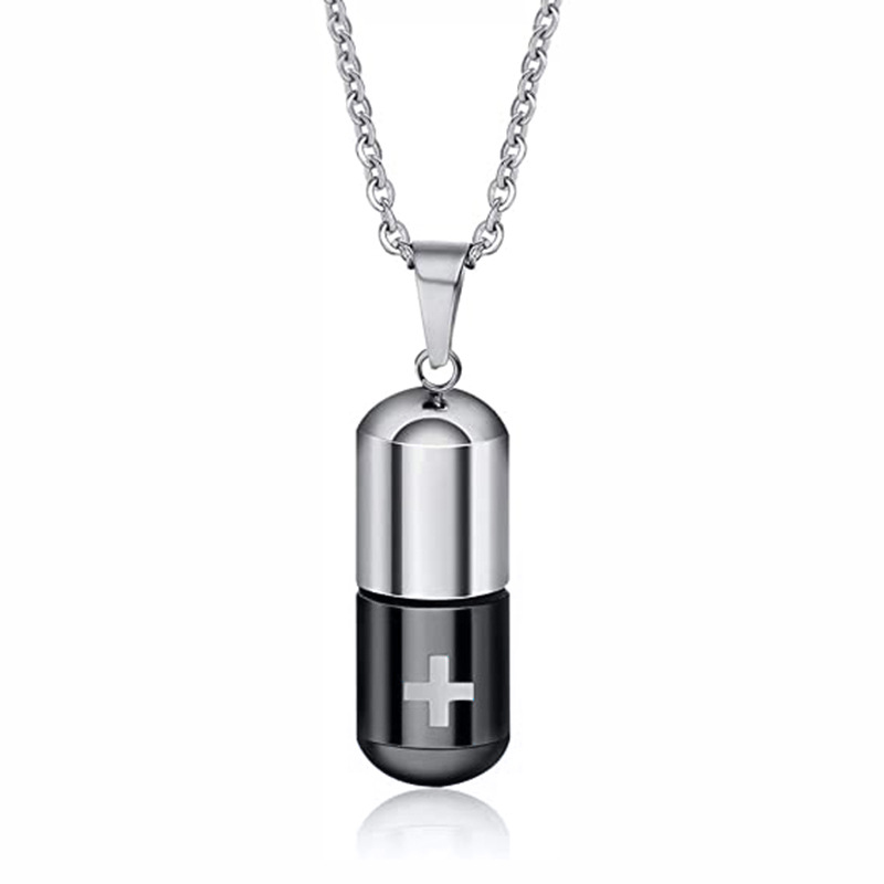 Silver black-pill side chain -20inch/50cm