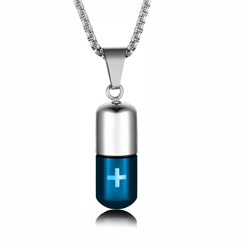 Silver Blue-Pill Pearl Chain -24inch/60cm