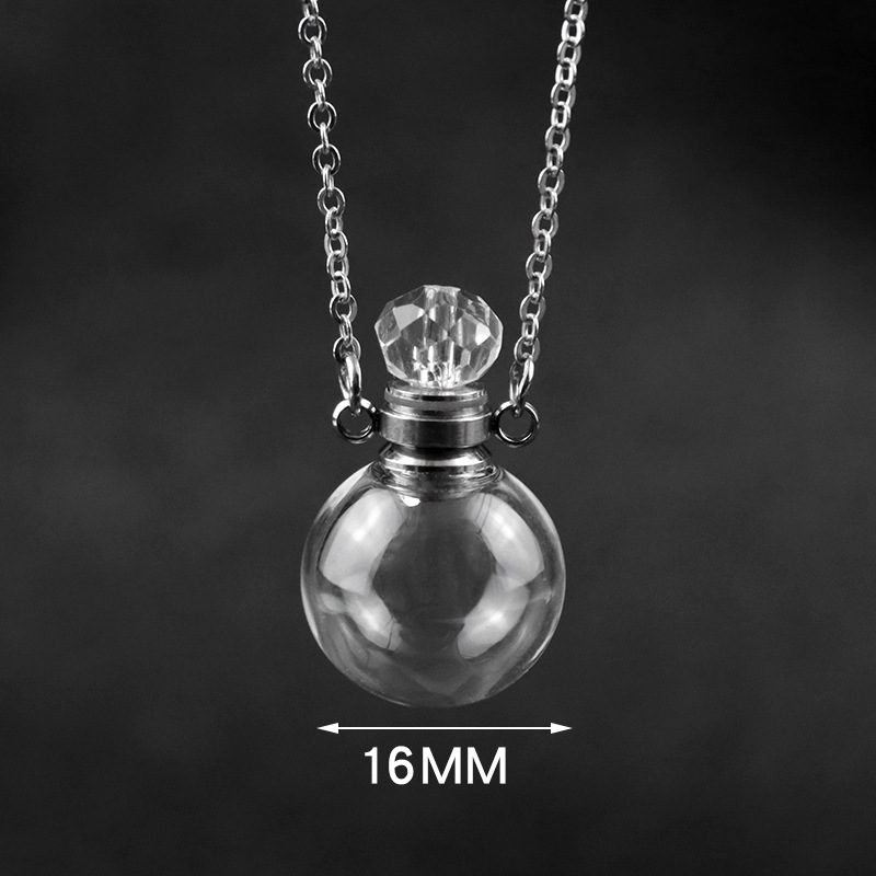 16mm transparent ball titanium steel necklace (Binaural)