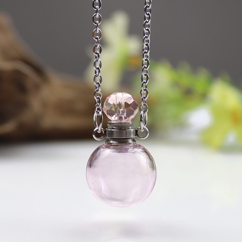 16mm pink ball titanium steel necklace (both ears)