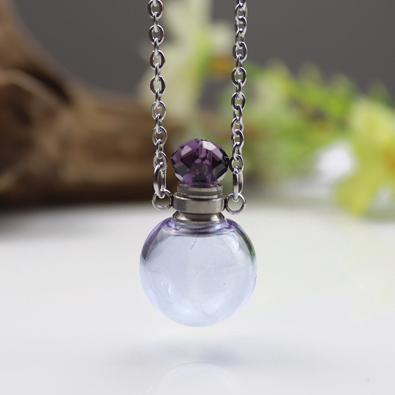 16mm purple ball titanium steel necklace (both ears)