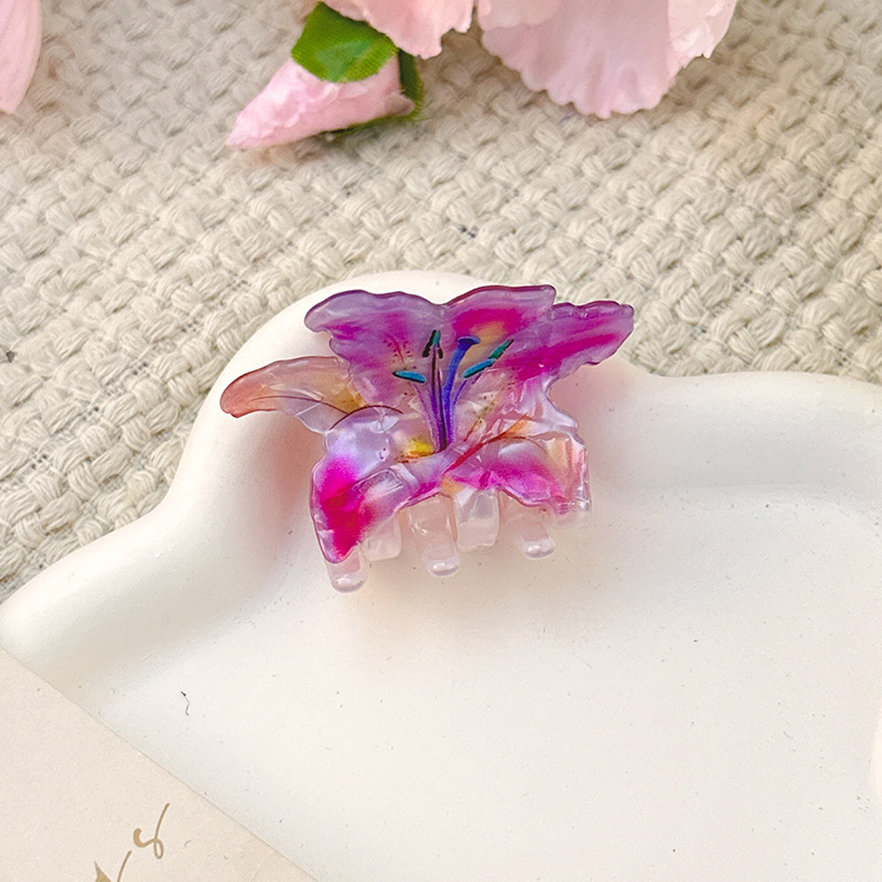Acetate flower clip phantom purple-1 piece