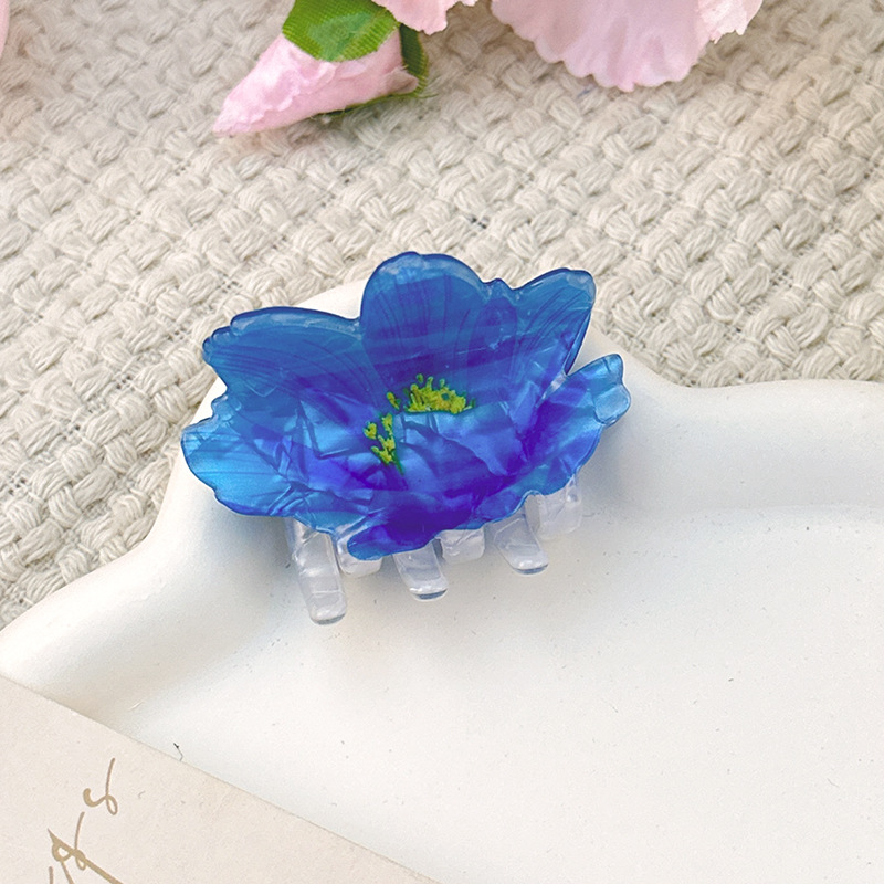 Acetate flower clip sky blue-1 piece