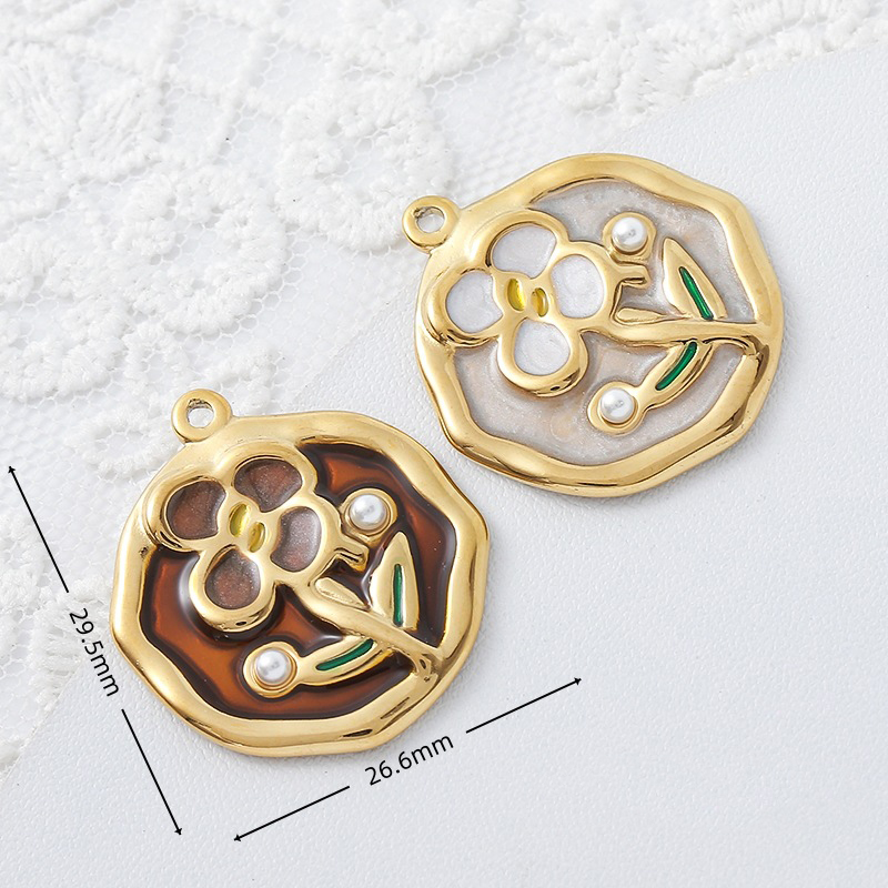 Irregular round flowers with pearls (coffee color)