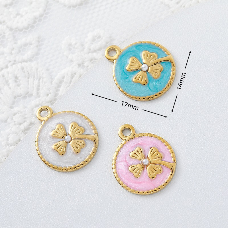 Round card four-leaf clover (blue)