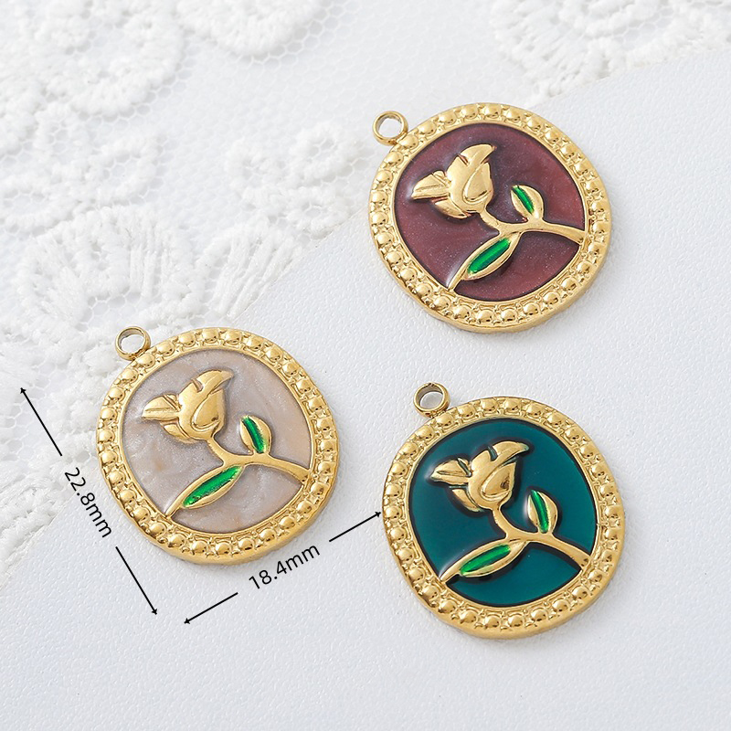 Round bead-edged rose (dark coffee)