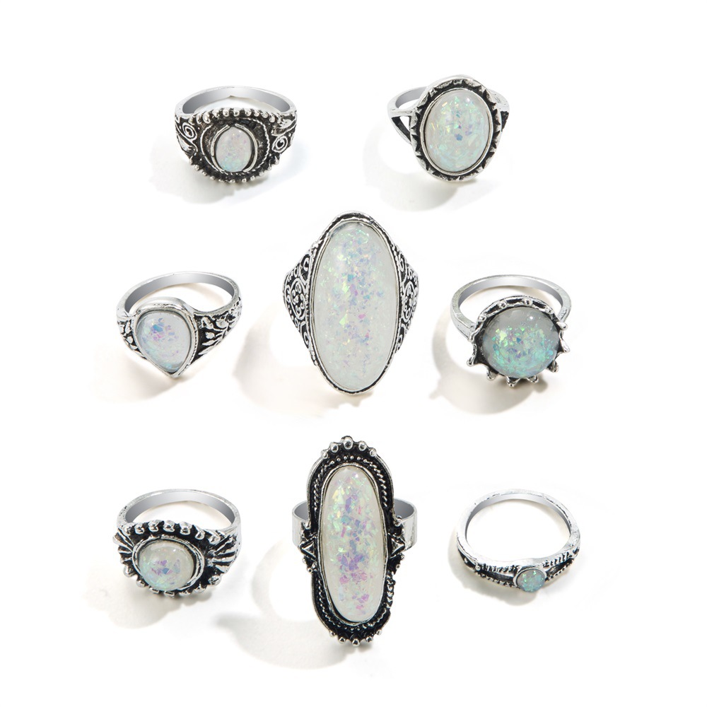 AZ12793 Gem Ring 8 Piece Set