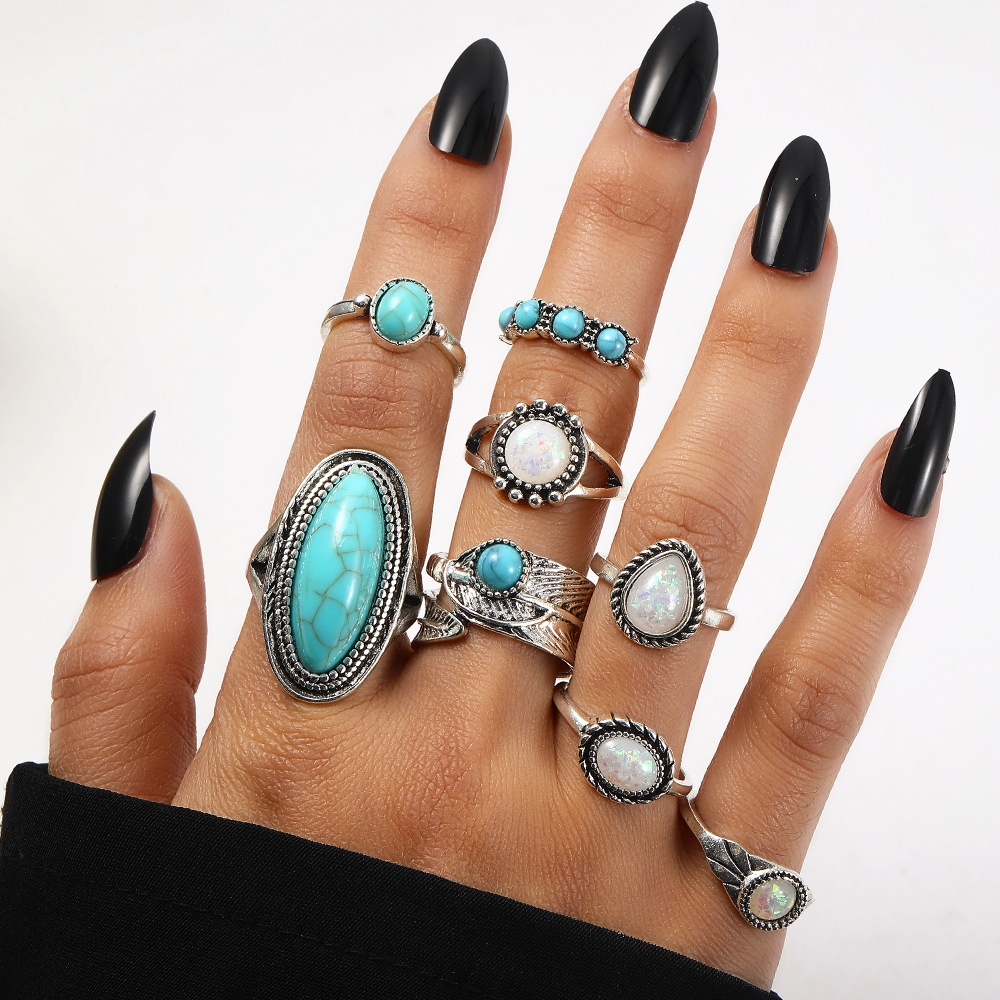 AZ16672 Turquoise Feather Ring