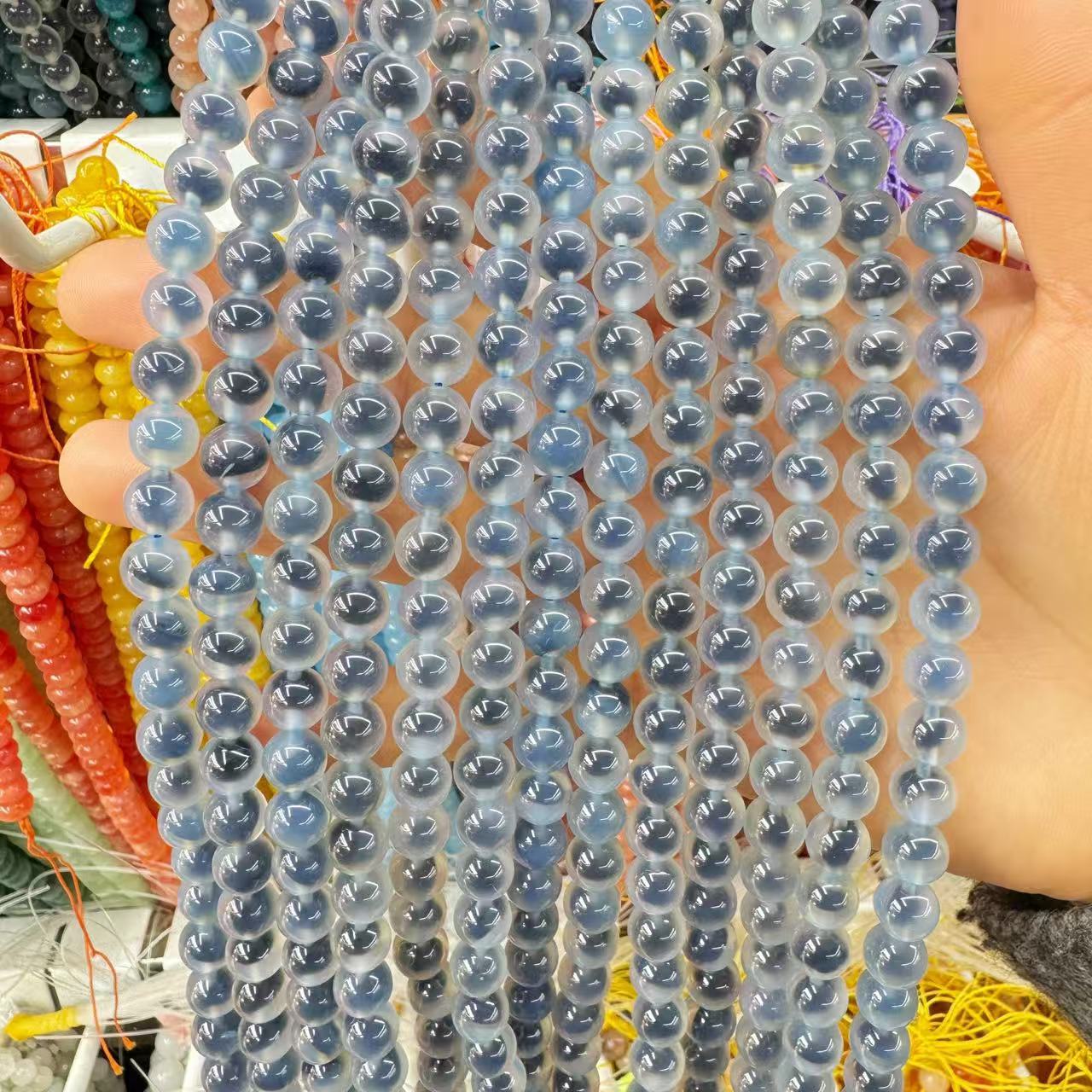 Blue gray sugar heart agate