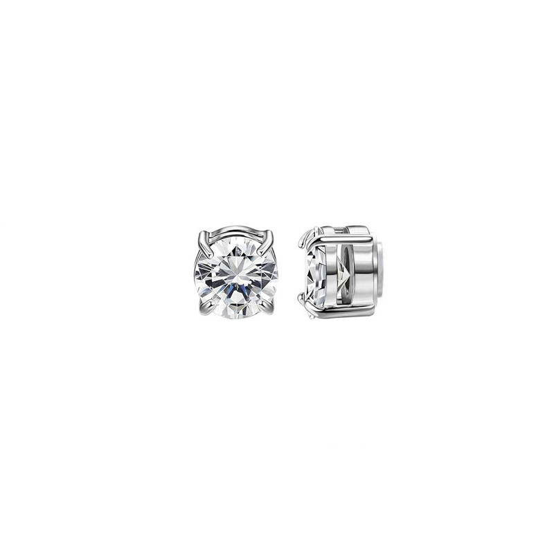 Silver with round white zirconium 1 pair