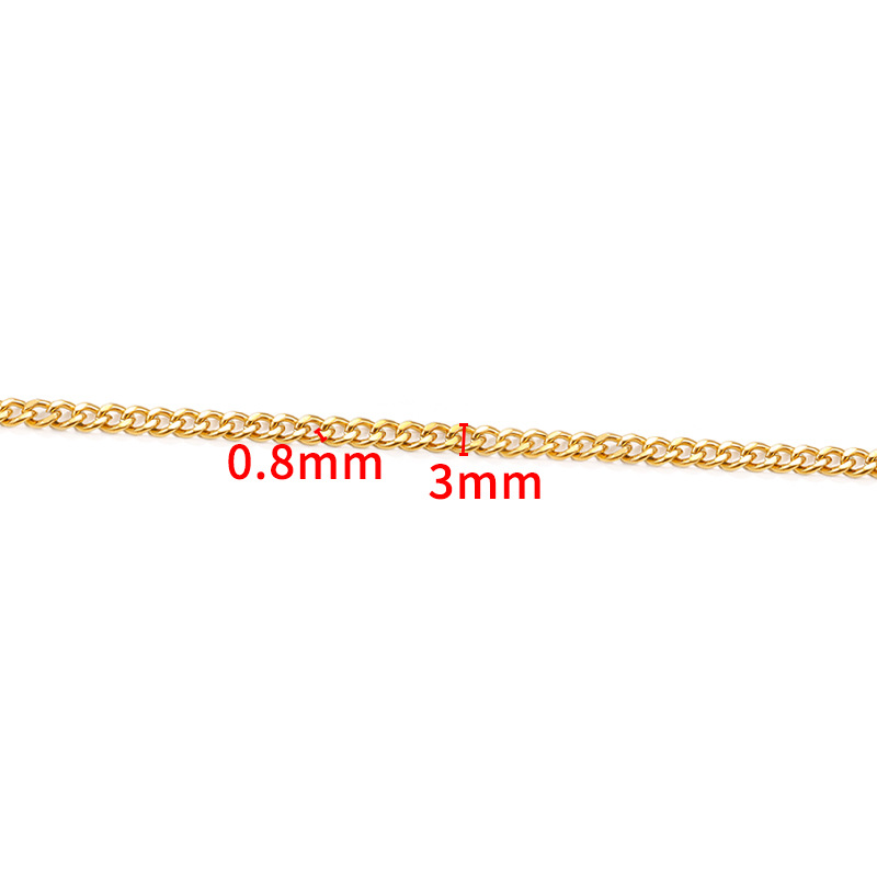 Vacuum 18K gold double-sided grinding chain 0.8x3mm