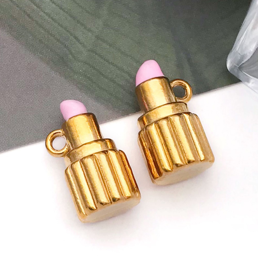 dripping oil pink three-dimensional lipstick pendant 8*15*8mm hole 1.5mm-
