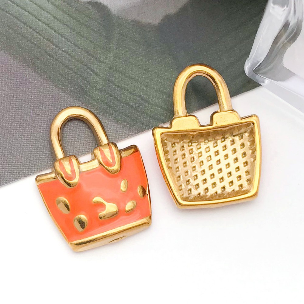 enamel orange oil drop handbag bag single side 16*21*4mm hole diameter 6mm-