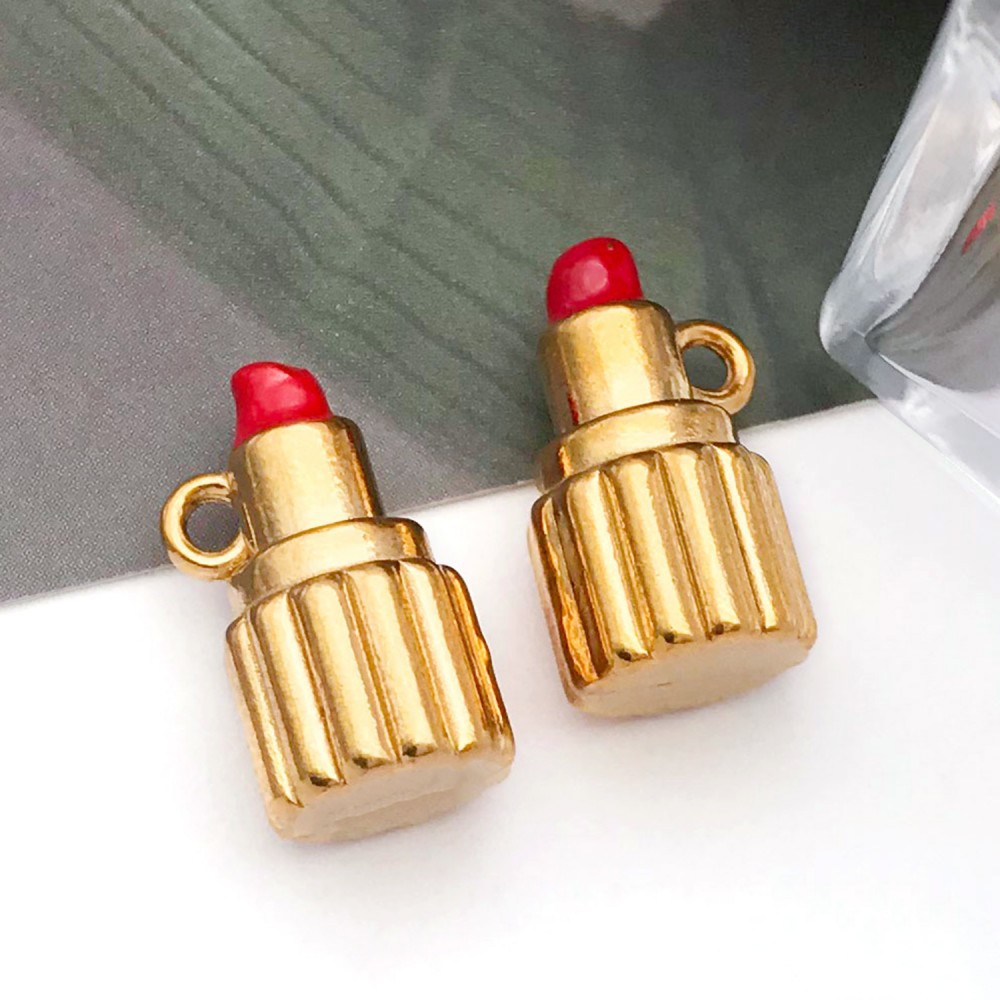 1 stainless steel red drip oil three-dimensional lipstick 8*15*8mm hole 1.5mm-