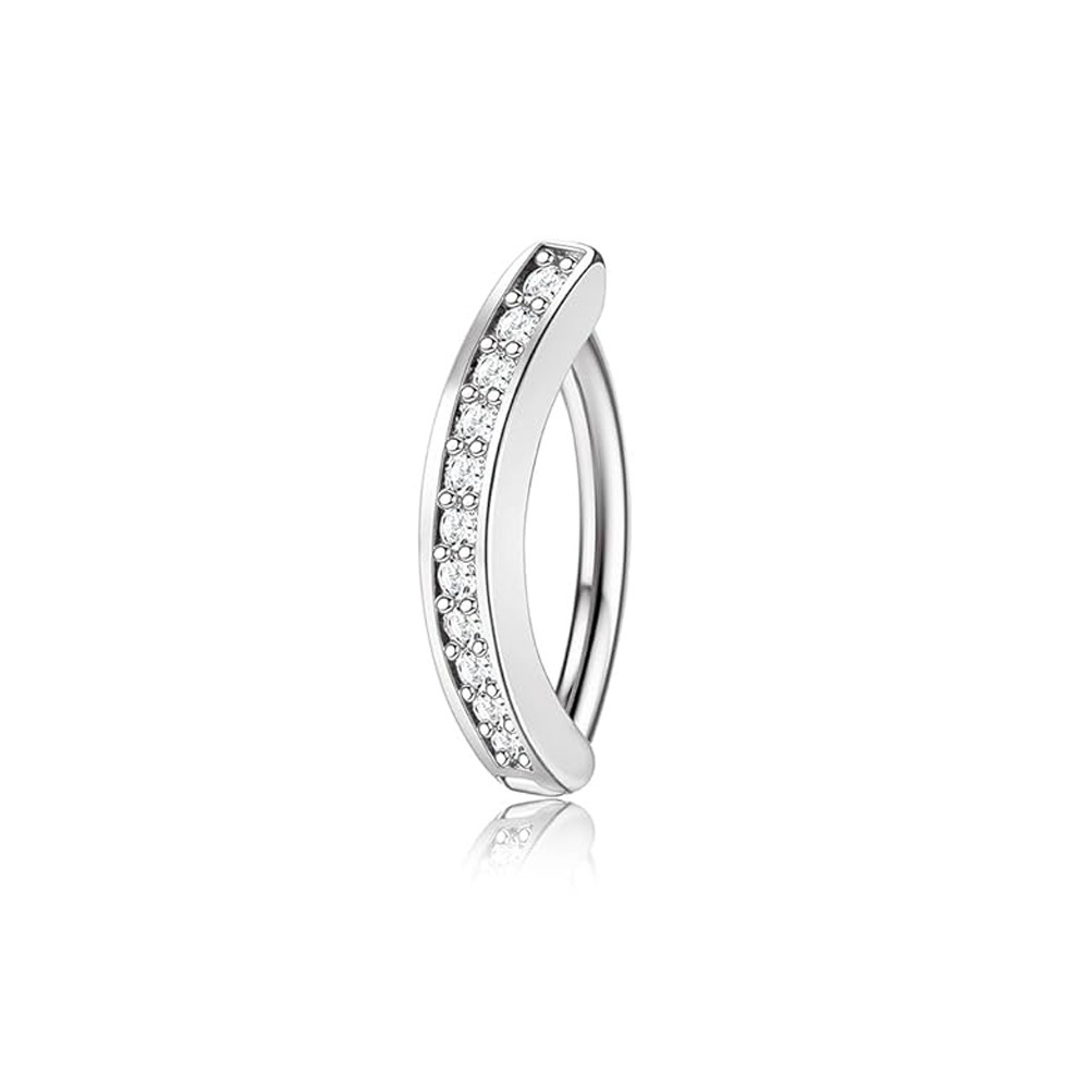 Steel color arc buckle with zircon