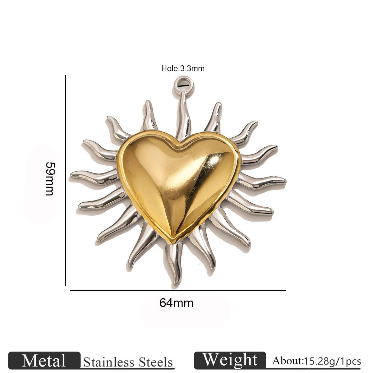 Golden heart sun pendant